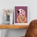 Ver imagem 2 de Quadro Golden Retriever - Flor 33x24cm - com Vidro:moldura Preta