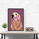 Ver imagem 1 de Quadro Golden Retriever - Flor 33x24cm - com Vidro:moldura Preta