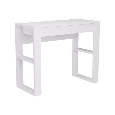 Escrivaninha Mesa Escritório 100% MDF Brisa 2 Gavetas 91cm Branco
