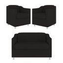 Ver imagem 2 de Kit 2 Poltronas Decorativas Tilla + Namoradeira Sala De Estar Cor:Preto