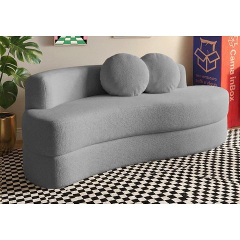 Sofá Cama Cosi 1,88m Xpand Tech Tecido Bouclê Cinza Claro Cama Inbox