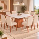 Ver imagem 1 de Conjunto Sala de Jantar Mesa Bérgamo com 8 Cadeiras Madeira Maciça Sophia Espresso Móveis