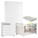 Ver imagem 1 de Quarto de Bebê 4 Portas Ternura Baby com Berço Lara Branco Brilho com Colchão Gazin - Incorplac