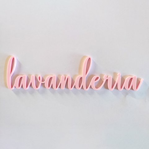 Lavanderia - Adorno De Parede, Quadro, Decoração, Lettering - Toque 3D:Rosa Claro