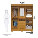 Ver imagem 3 de Guarda Roupa Solteiro 100% Mdf 4 Portas 3 Gavetas com Espelho Emily Acp Móveis Cinamomo