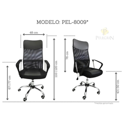 Cadeira de Escritório Presidente Pelegrin PEL-8009 Giratória Tela Mesh Preta - 2