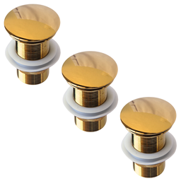 Kit 03 Válvula Ralo Click 1.1/4 Metal P/ Pia e Cuba Dourada - 1 Kit 03 Válvula Ralo Click 1.1/4 Metal P/ Pia e Cuba Dourada - 1