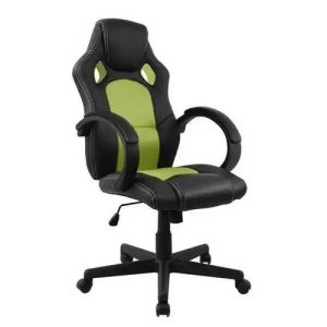 Cadeira Gamer em Couro Pu Preta com Verde Pelegrin Pel-3002