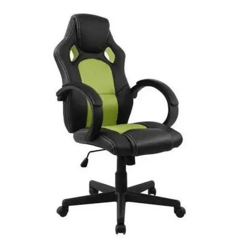 Cadeira Gamer em Couro Pu Preta com Verde Pelegrin Pel-3002