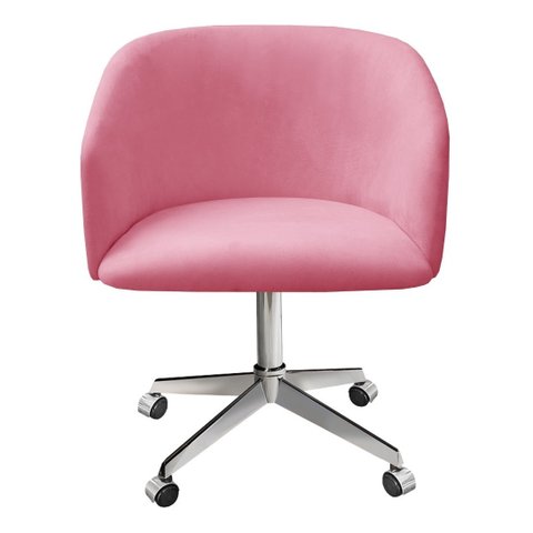 Cadeira Para Escritório E Home Office Atenas Base Giratória Rodizio - Suede Rosa