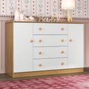 Ver imagem 1 de Cômoda Infantil 125cm 2 Portas e 4 Gavetas Encanto Multimóveis Mp4450 Madeirado/branco
