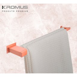 Toalheiro Duplo 80 cm Inox Rose Gold - Kromus RT0310-80R - 5