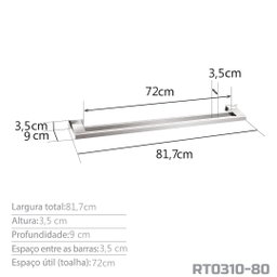 Toalheiro Duplo 80 cm Inox Rose Gold - Kromus RT0310-80R - 4