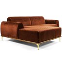 Ver imagem 1 de Sofá Molino 3 Lugares 230cm Chaise Direito Pés Gold Veludo Camel - Nexta Casa
