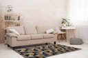 Ver imagem 1 de Tapete Para Sala ou Quarto 1,00M x 1,32M Antiderrapante Miami Ladrilhos Caramelo e Preto