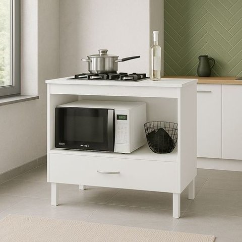 Balcão Cooktop Florida 80cm com 1 Porta Branco