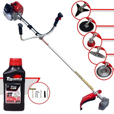 Roçadeira Kawashima Bcj620 À Gasolina 62cc 3hp + 6 Facas + Escova + Óleo Toyama 2 Tempos