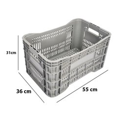 Kit 3 Caixas Plástica Hortifruti Empilhável A-60 Cinza JR - 4