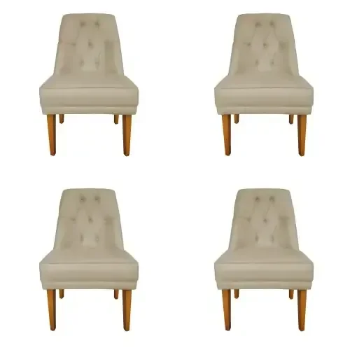 Kit 4 Cadeiras para Sala de Jantar Escritório Estofada Berlim Retro Suede Bege Eli Móveis e Decoraçã