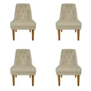 Ver imagem 1 de Kit 4 Cadeiras para Sala de Jantar Escritório Estofada Berlim Retro Suede Bege Eli Móveis e Decoraçã