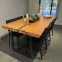 Ver imagem 2 de Mesa de Jantar Prancha Única em Madeira Maciça e Base de Ferro