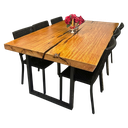 Ver imagem 1 de Mesa de Jantar Prancha Única em Madeira Maciça e Base de Ferro
