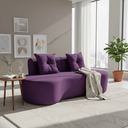 Ver imagem 2 de Sofá 3 Lugares Orgânico Curvo Madrid 180cm Veludo Roxo