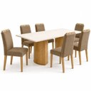 Ver imagem 2 de Conjunto Sala de Jantar 6 Lugares Mesa 160x80cm Isla e Cadeiras Lyra Cinamomo e Off White