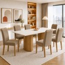 Ver imagem 1 de Conjunto Sala de Jantar 6 Lugares Mesa 160x80cm Isla e Cadeiras Lyra Cinamomo e Off White
