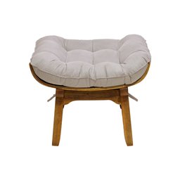 Kit Poltrona + Puff Costela Decoração Descanso Suede Creme - 6
