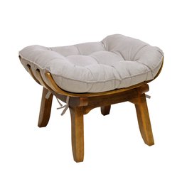 Kit Poltrona + Puff Costela Decoração Descanso Suede Creme - 5