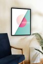 Ver imagem 2 de Quadro Decorativo Abstrato Geométrico Branco Verde -70x50cm:moldura Branca