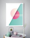 Ver imagem 1 de Quadro Decorativo Abstrato Geométrico Branco Verde -70x50cm:moldura Branca
