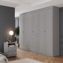 Ver imagem 1 de Quarto Casal Guarda Roupa 6 Portas 8 Gavetas Amy 262cm Cinza Casa 812