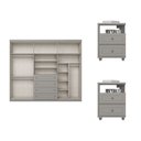 Ver imagem 2 de Quarto Casal Guarda Roupa 6 Portas 8 Gavetas Amy 262cm Cinza Casa 812