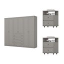 Ver imagem 3 de Quarto Casal Guarda Roupa 6 Portas 8 Gavetas Amy 262cm Cinza Casa 812