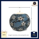 Ver imagem 3 de Porta Velas Porcelana Chinesa Azul Pintado À Mão Flor de Pessegueiro Columbus Gold