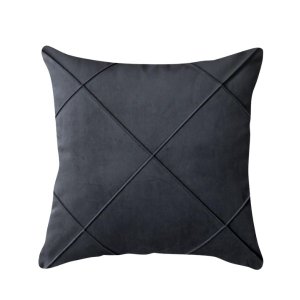 Capa de Almofada Drapeada Veludo Cinza Chumbo 43x43cm