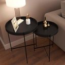 Ver imagem 3 de Conjunto 2 Mesas Laterais Redonda Couro Sintético Decor Patrimar Preto