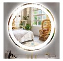 Ver imagem 3 de Espelho Jateado Redondo Iluminado com Led Frio e Touch 80cm