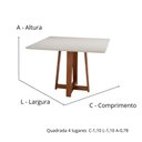 Ver imagem 4 de Mesa Delta Freijó e Off-white 4 Lugares Quadrada 1,10x1,10 Madeira Maciça e Tampo de Vidro Colado