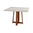Ver imagem 1 de Mesa Delta Freijó e Off-white 4 Lugares Quadrada 1,10x1,10 Madeira Maciça e Tampo de Vidro Colado