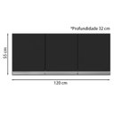 Ver imagem 4 de Armário Aéreo 3 Portas Andréia 120cm Preto - AJL Móveis