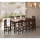 Ver imagem 1 de Conjunto Mesa de Madeira Maciça Castanho 200x88+ 8 Cadeiras Sfa