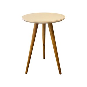 Mesa Pe Palito 0,42x0,42x0,60 Off White C/vd Mdf Mesa Auxiliar Redonda Lateral Sala Sofá Branca