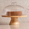 Boleira de Bambu com Tampa Plástica 26,5x21,5cm Coza Brisa Porta Bolo Pedestal e Cúpula - 2