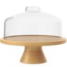 Boleira de Bambu com Tampa Plástica 26,5x21,5cm Coza Brisa Porta Bolo Pedestal e Cúpula - 1