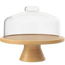 Ver imagem 1 de Boleira de Bambu com Tampa Plástica 26,5x21,5cm Coza Brisa Porta Bolo Pedestal e Cúpula