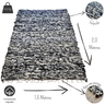 Tapete para Sala Felpudo e Peludo Estilo Boho Rustico Algodão Tear Artesanal 1,50 X 2,00 - Preto-cru - 5