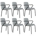 Ver imagem 1 de Kit 06 Cadeiras Estofada para Sala de Jantar com Braço Loft Preto C01 Courino Saturno Off White - Ly